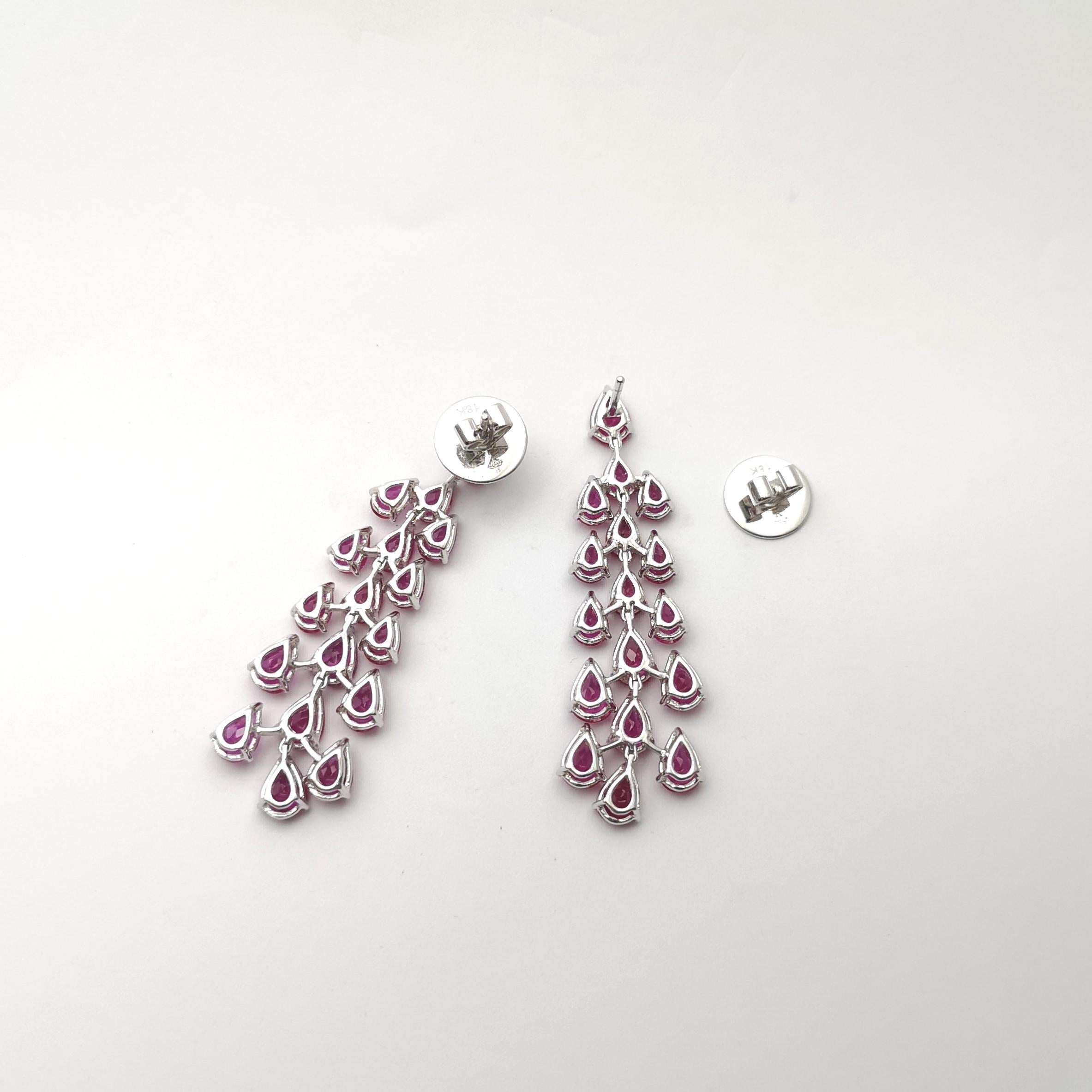 Ohrringe mit Rubin und Rubin in 18 Karat Weißgold gefasst im Angebot 3