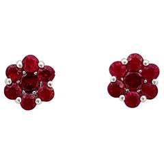 Ruby Earrings set in 18K White Gold Settings