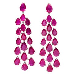 Ruby Earrings set in 18K White Gold Settings