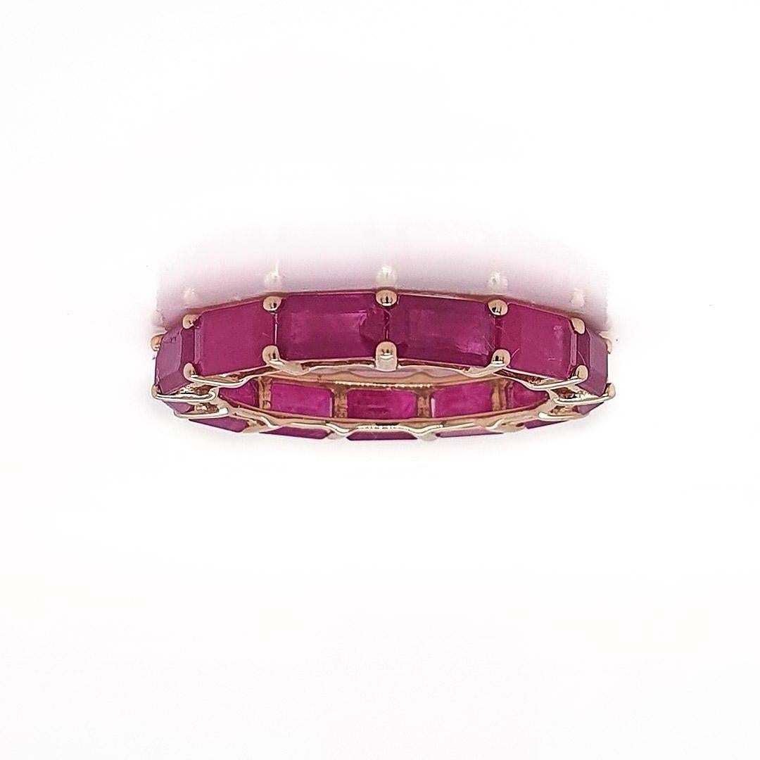 Modern Ruby East West Octagon Band 14k Gold For Sale