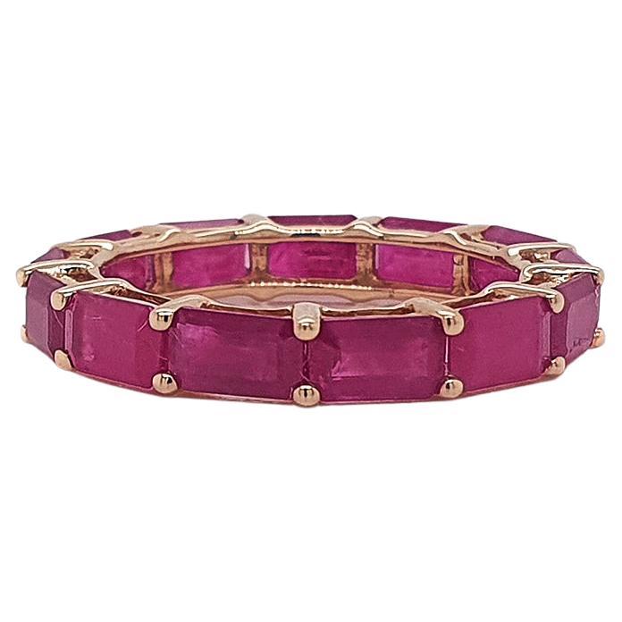 Ruby East West Octagon Band 14k Gold For Sale
