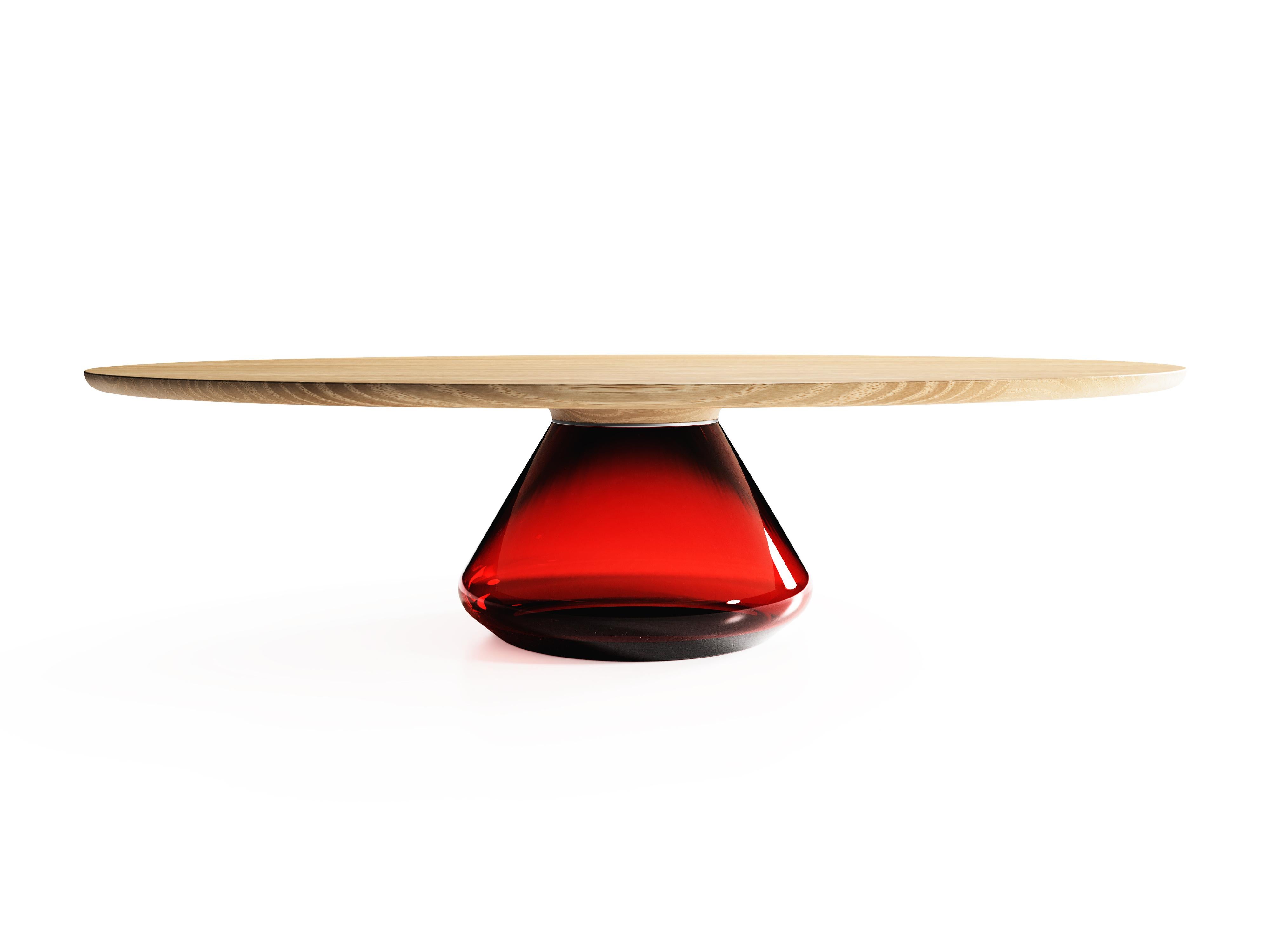 Glass Ruby Eclipse I, Limited Edition Coffee Table by Grzegorz Majka For Sale
