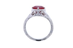 Ruby Edwardian Engagement Ring with Engraving and Pear Shaped Diamonds 'GIA'