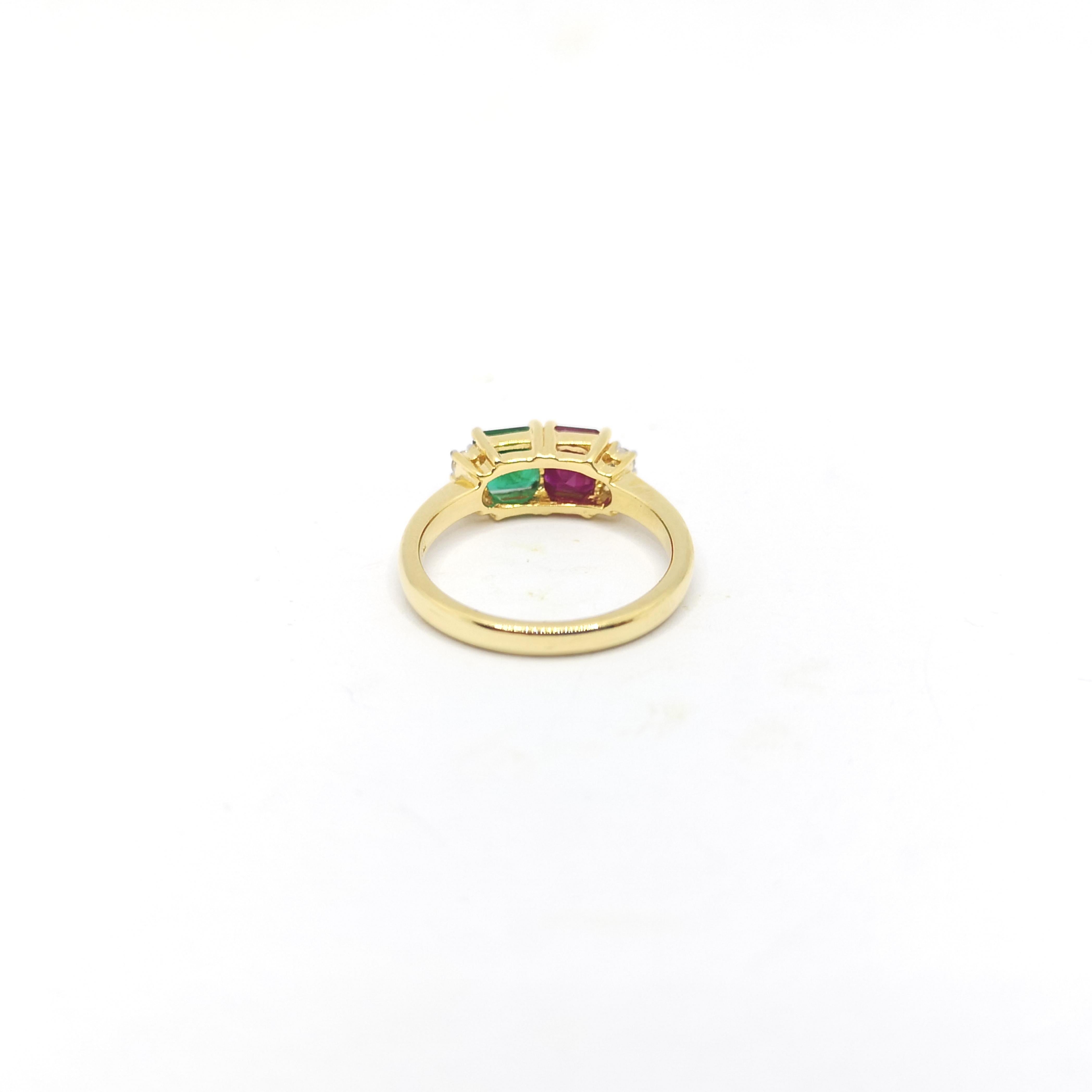 Ring mit Rubin, Smaragd und Diamant in 18 Karat Goldfassungen gefasst im Angebot 6
