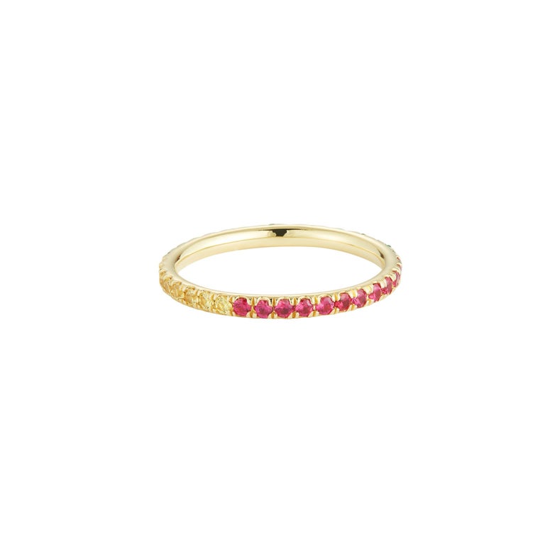 Ruby, Emerald, and Yellow Sapphire 18 Karat Gold Eternity Band For Sale ...