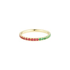 Ruby, Emerald, and Yellow Sapphire 18 Karat Gold Eternity Band