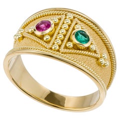 Ruby Emerald Byzantine Gold Ring