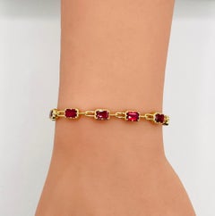 Ruby Emerald Cut Link Bracelet in 18K Yellow Gold