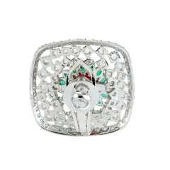 Ruby Emerald Diamond 18 Karat Gold Stud Earrings