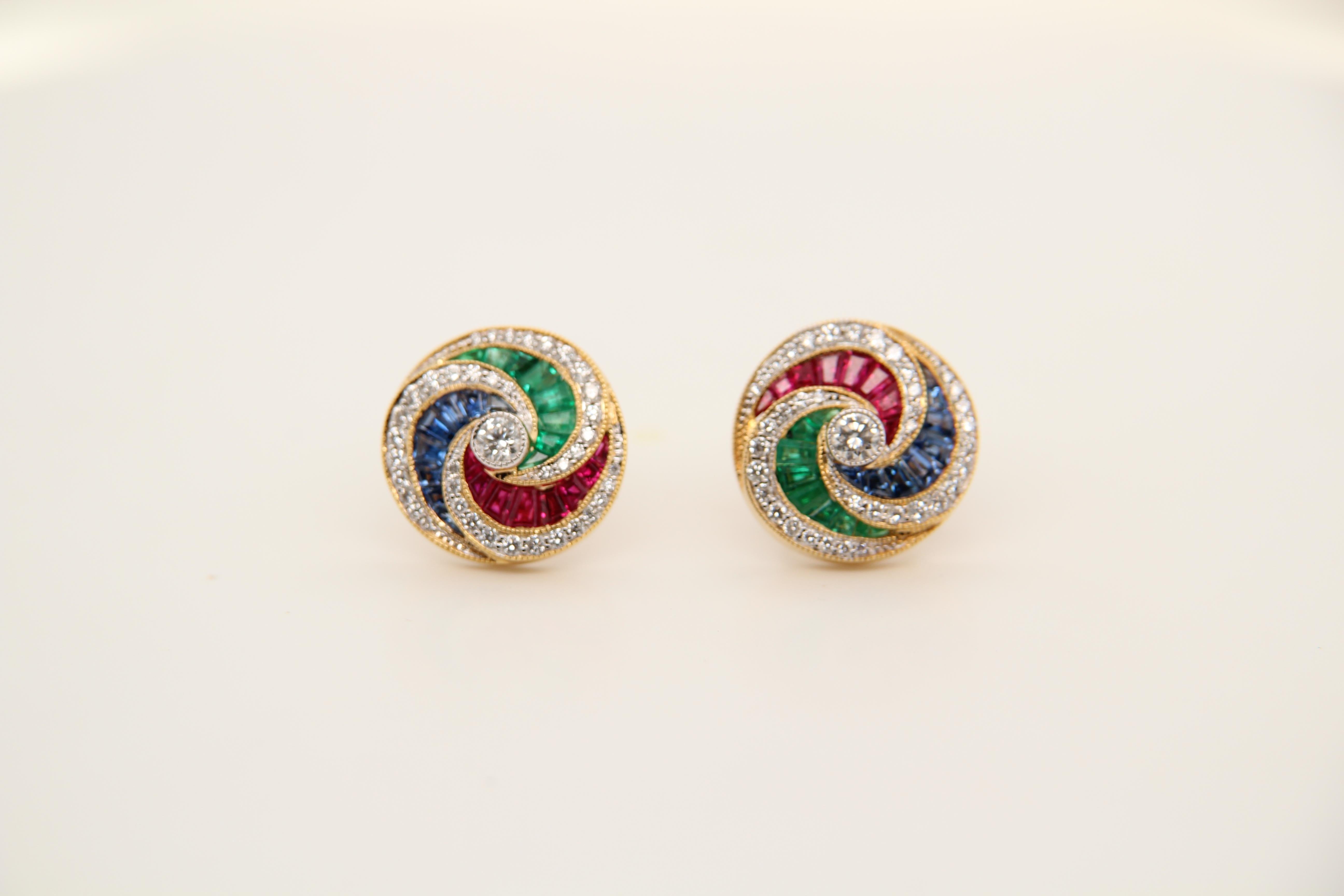 emerald and ruby earrings