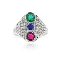 Ruby, Emerald, Sapphire and Diamond Ring, 18k