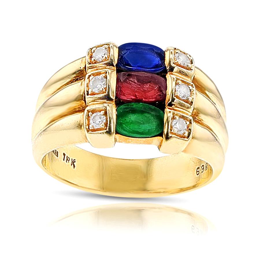 Ring mit Rubin, Smaragd, Saphir und Diamant, Levian, 18 Karat im Zustand „Hervorragend“ im Angebot in New York, NY