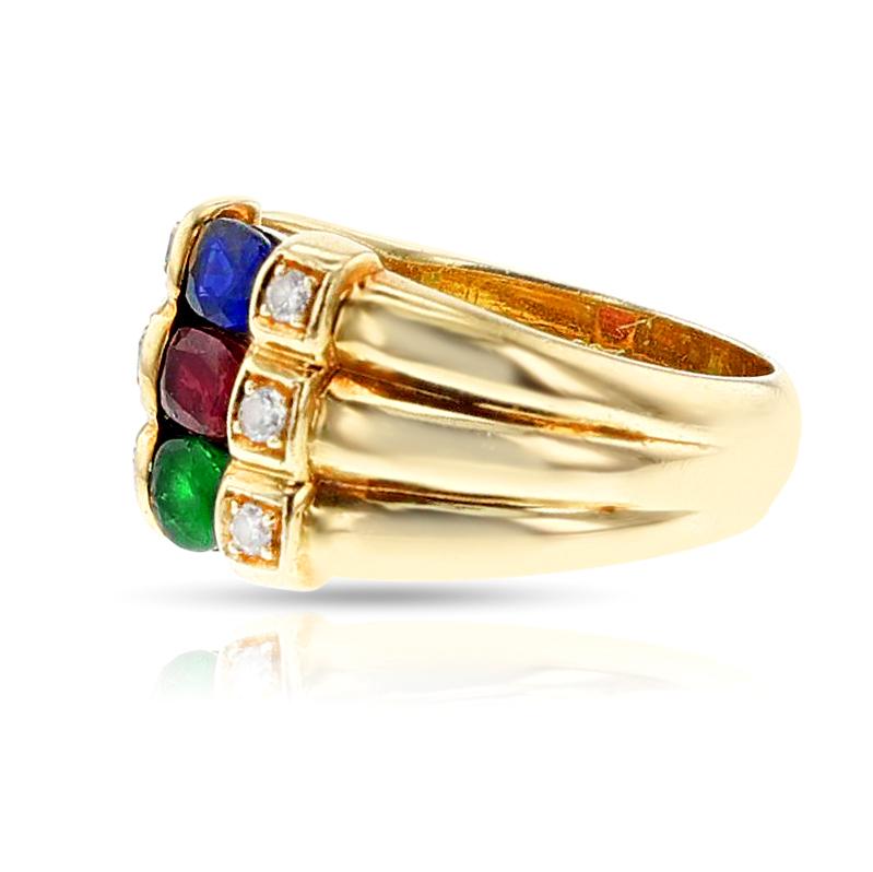 Ring mit Rubin, Smaragd, Saphir und Diamant, Levian, 18 Karat im Angebot 1
