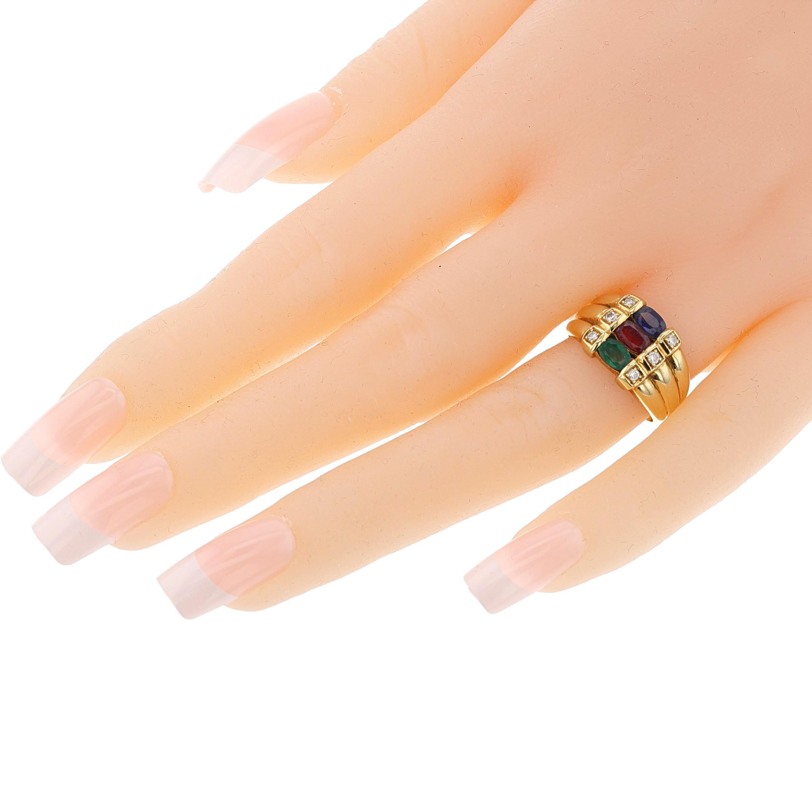 Ring mit Rubin, Smaragd, Saphir und Diamant, Levian, 18 Karat im Angebot 2