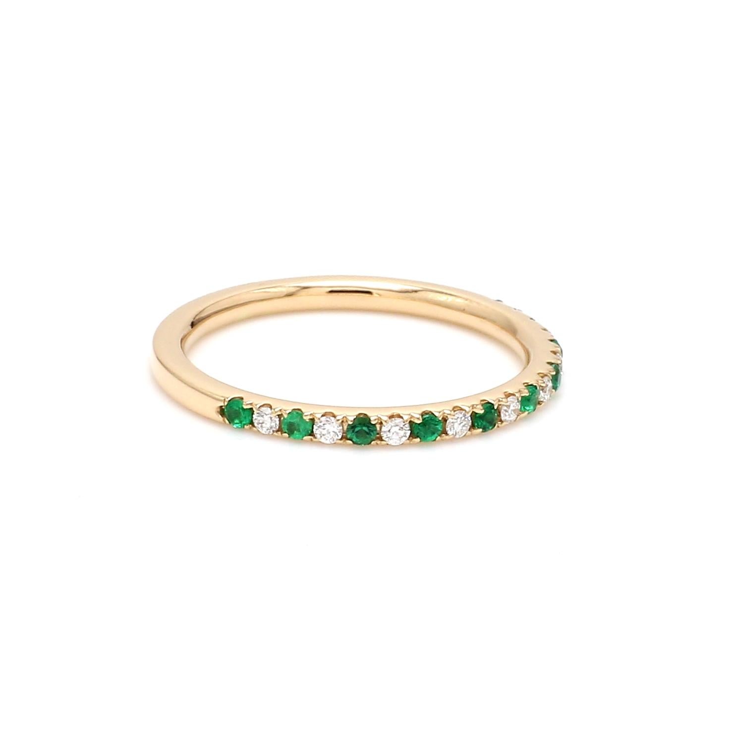 Ruby Emerald Sapphire Diamond 18Karat White Rose Yellow Gold Stackable Ring Band 4