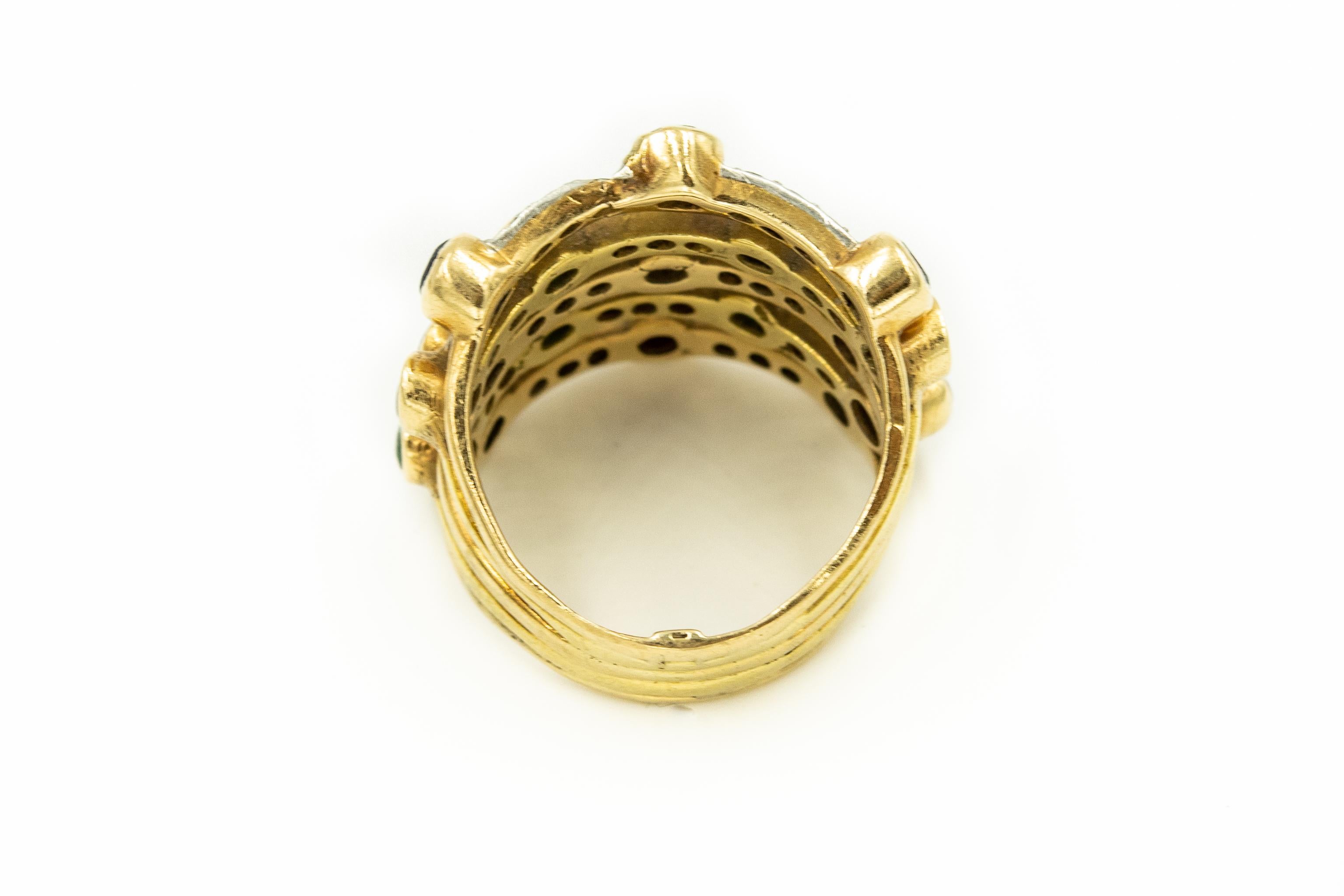 Round Cut Ruby Emerald Sapphire Diamond Harem Stacked Gold Ring and Bangle Bracelet Set