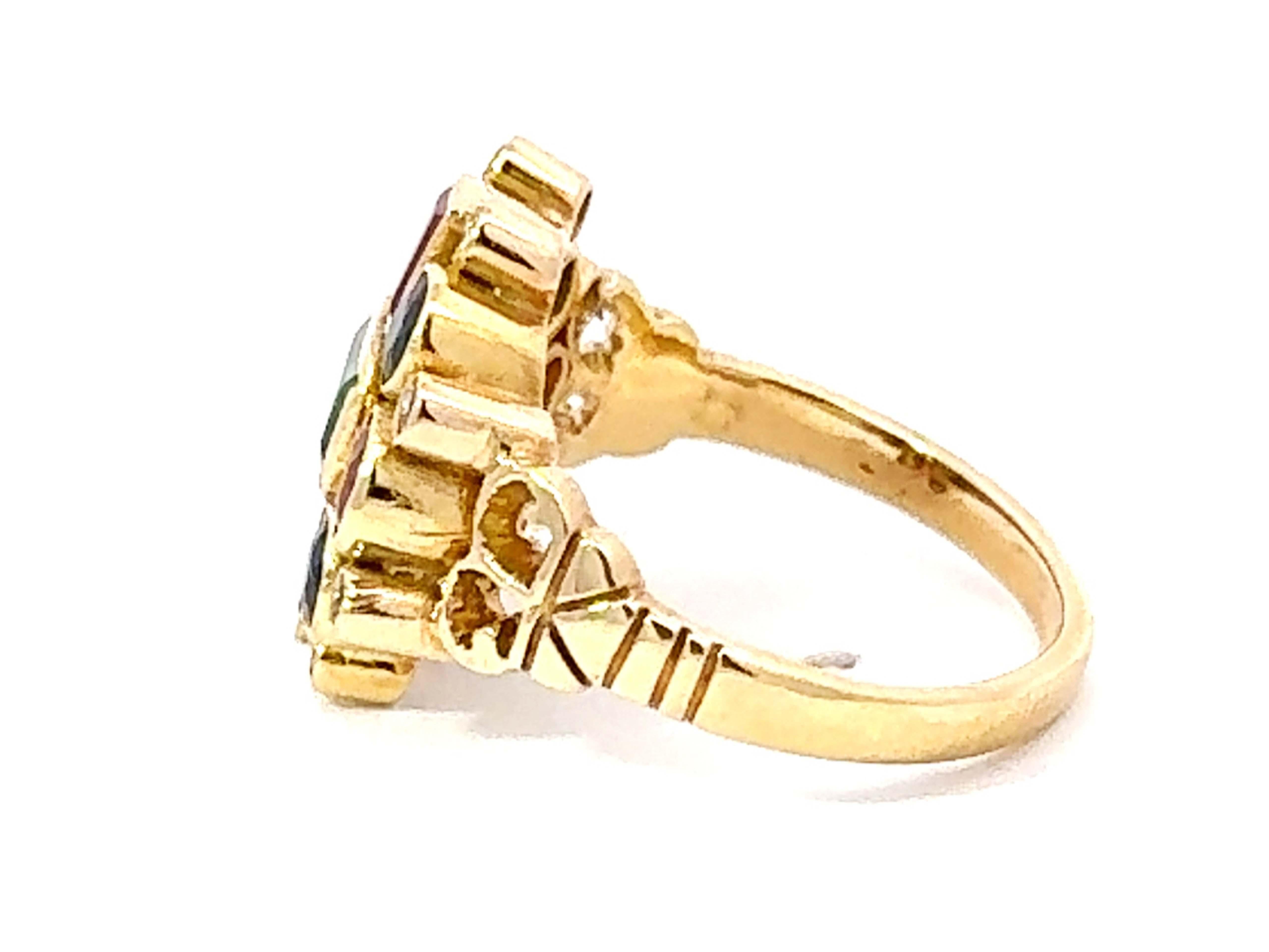 De las mujeres Rubí Esmeralda Zafiro Diamante Anillo Oro Amarillo 18k en venta