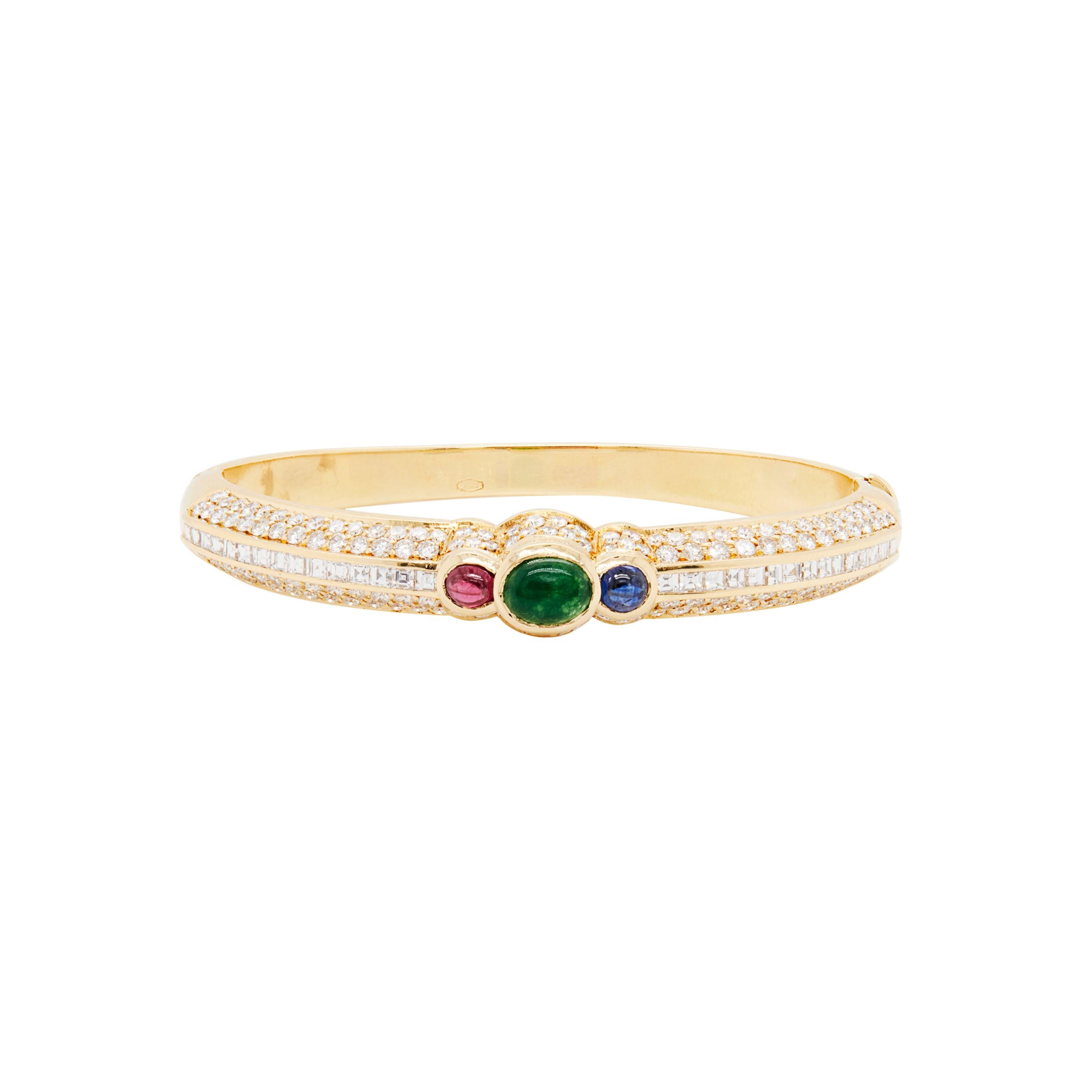 Ruby, Emerald, Sapphire & Diamond Statement Bangl… - image 2
