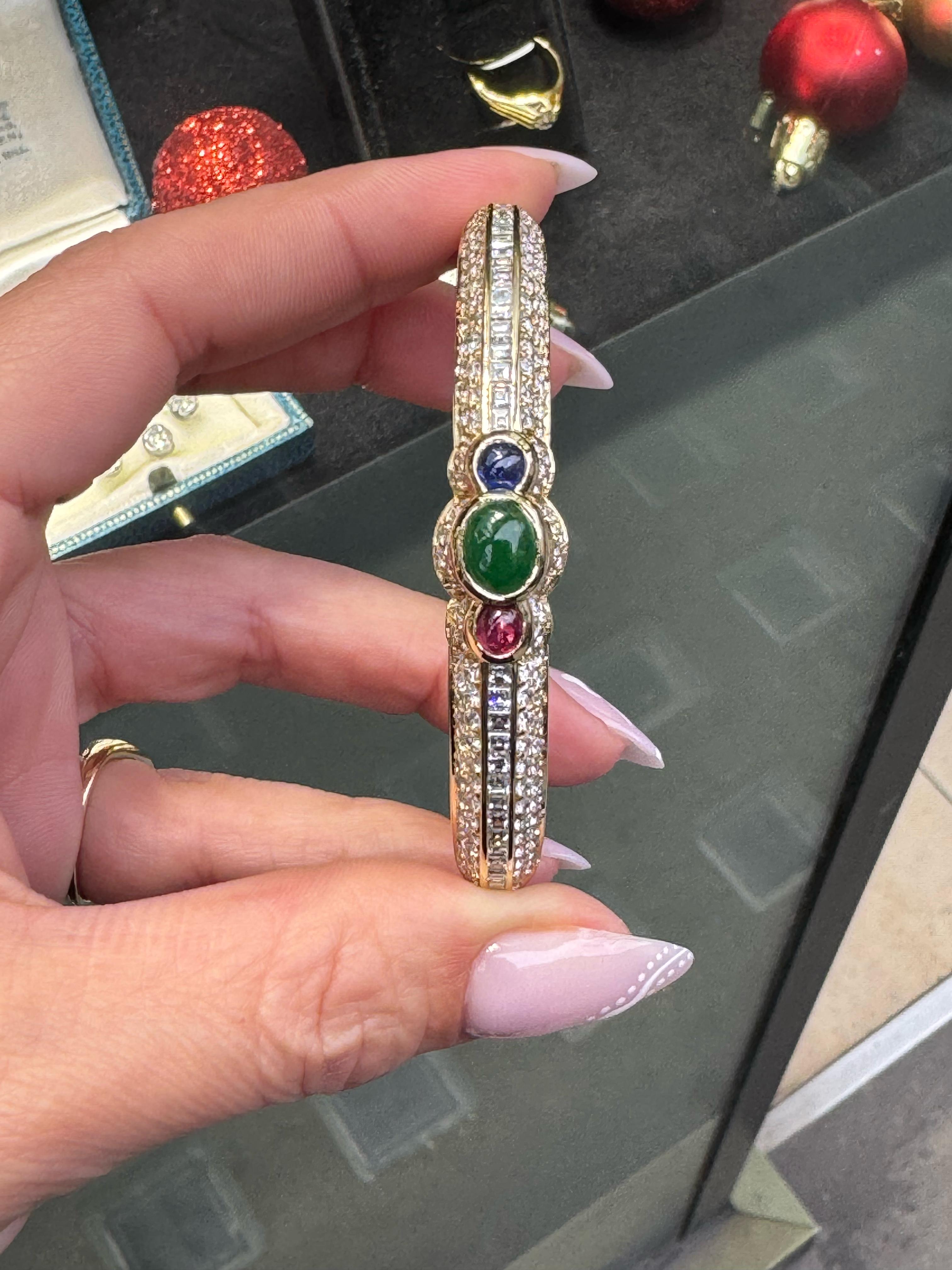 Ruby, Emerald, Sapphire & Diamond Statement Bangl… - image 5