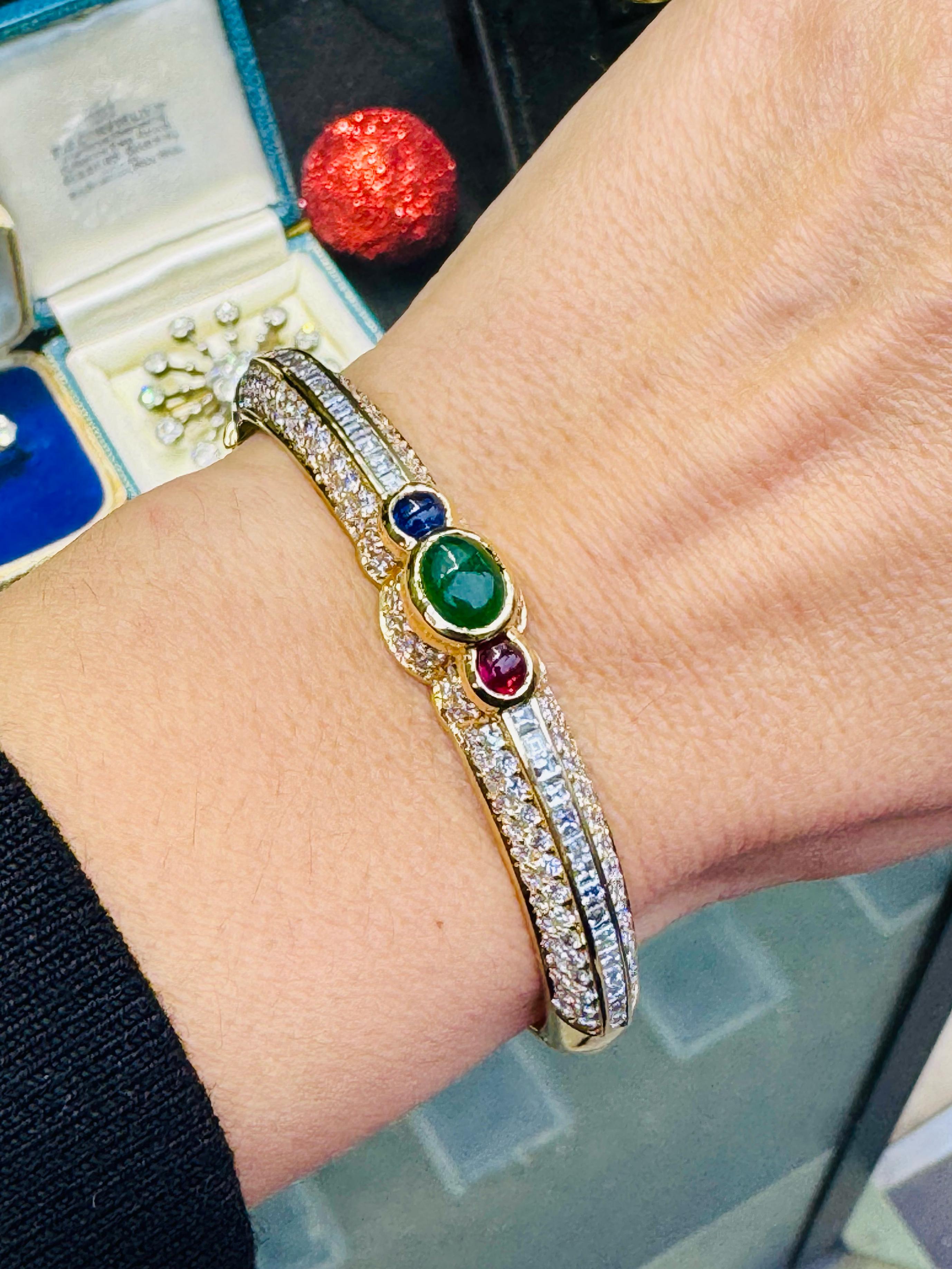 Ruby, Emerald, Sapphire & Diamond Statement Bangl… - image 7