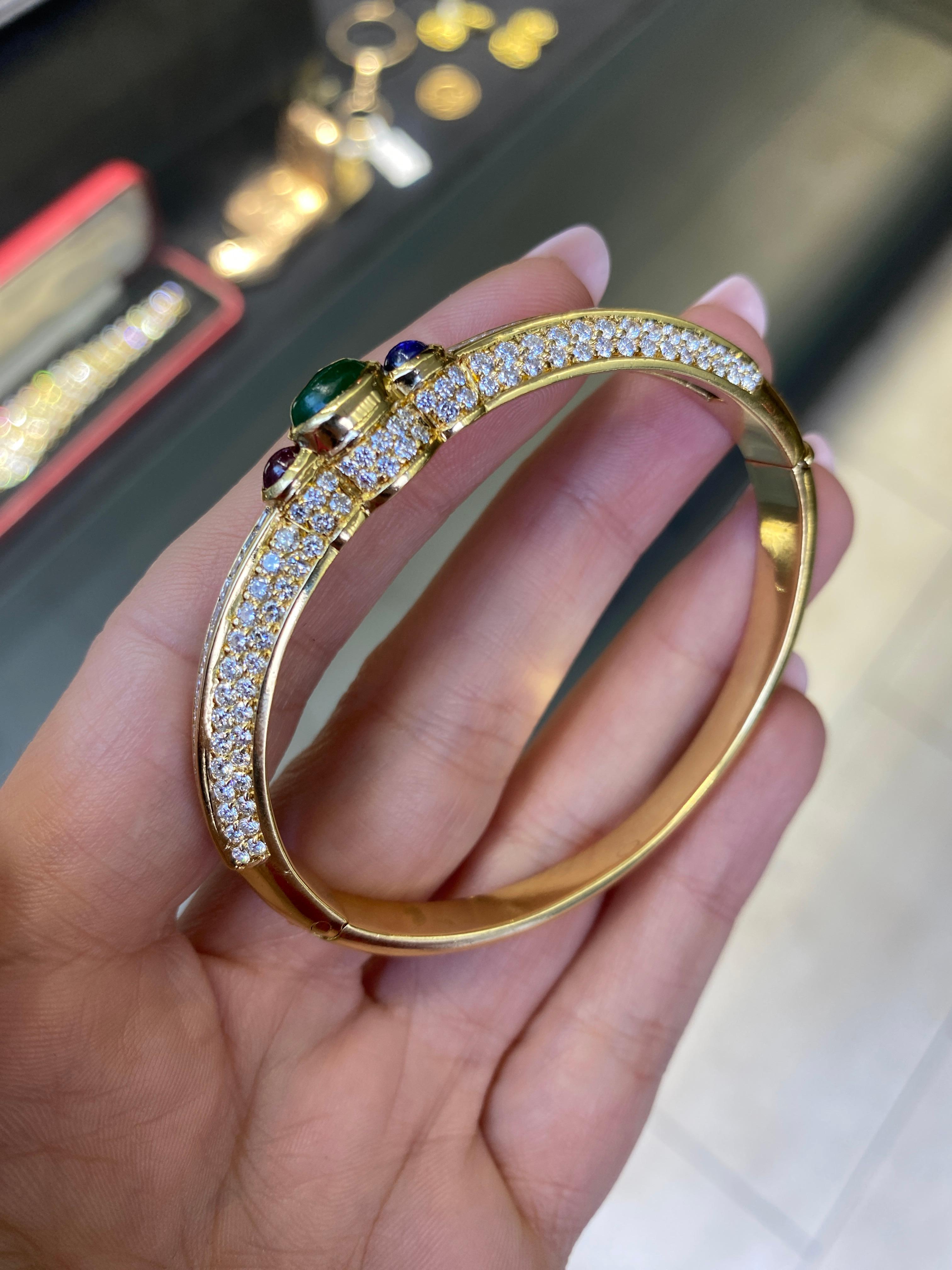 Ruby, Emerald, Sapphire & Diamond Statement Bangl… - image 8