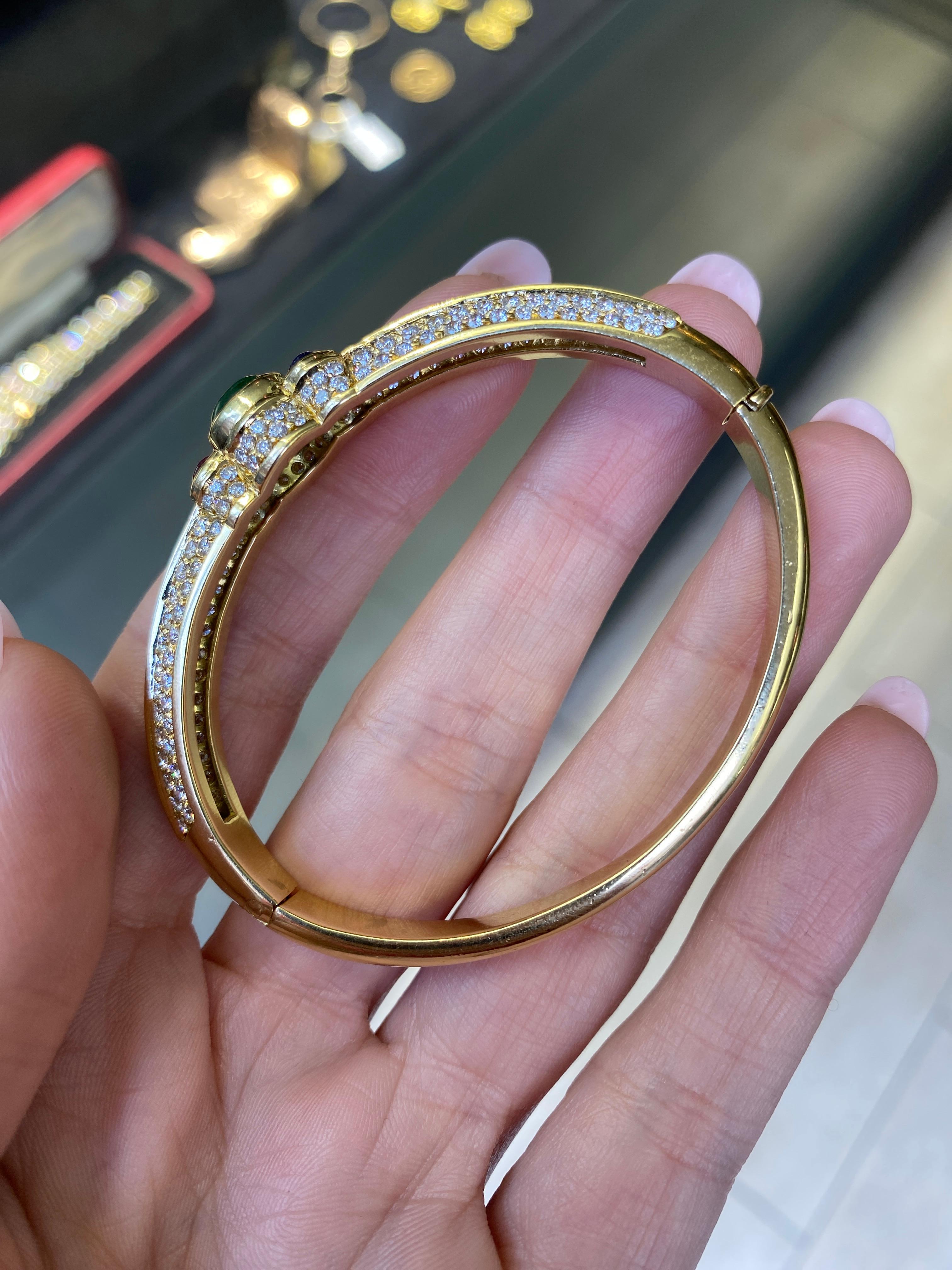 Ruby, Emerald, Sapphire & Diamond Statement Bangl… - image 9