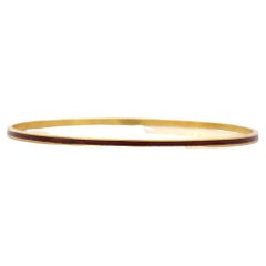 Ruby Enameled 18K Solid Yellow Gold Simple Bangle