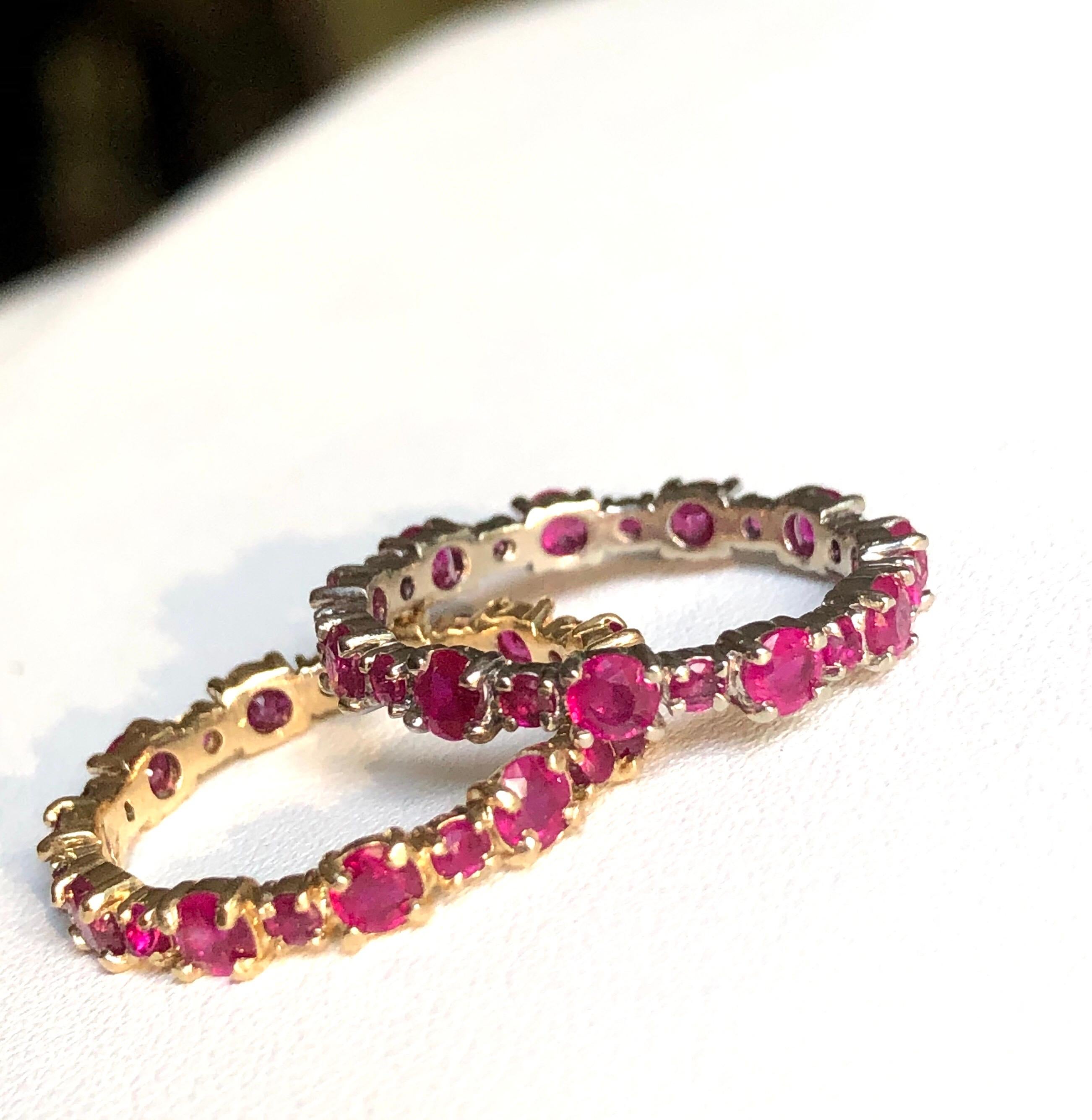 Ruby Engagement Eternity White Gold Band Ring For Sale 4