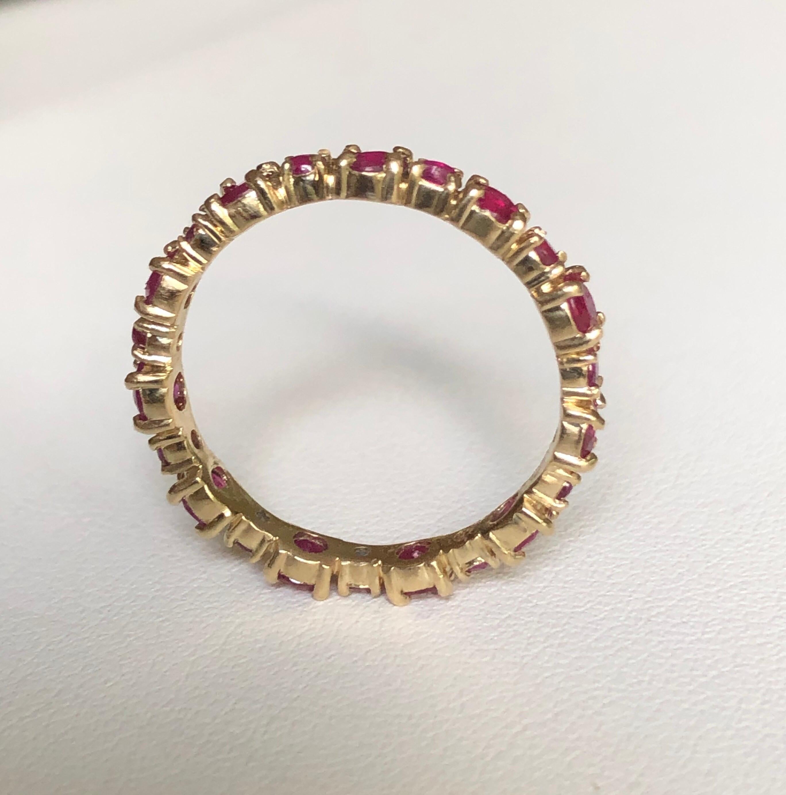 Ruby Engagement Eternity Yellow Gold Band Ring 2