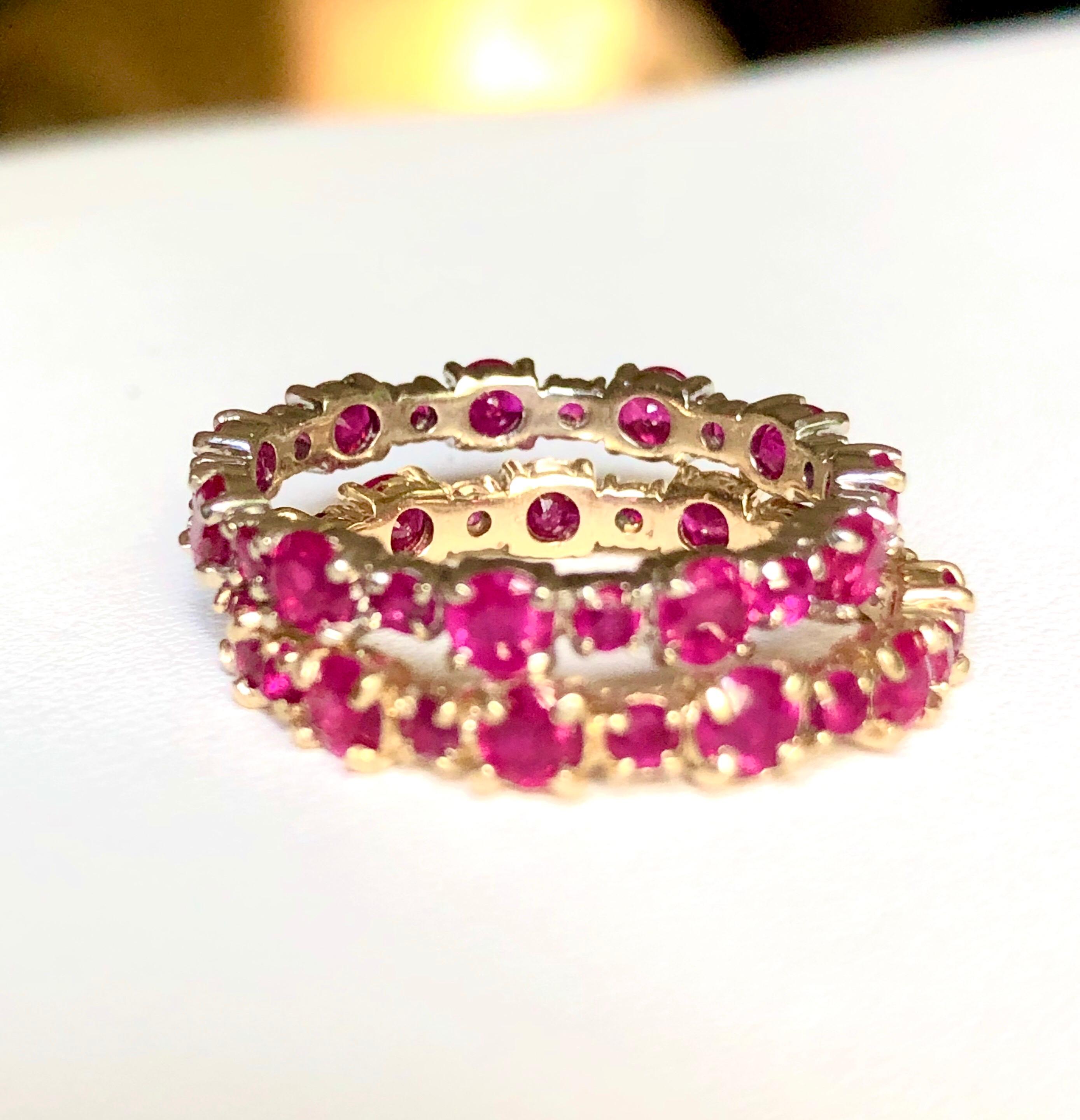 Ruby Engagement Eternity Yellow Gold Band Ring For Sale 3