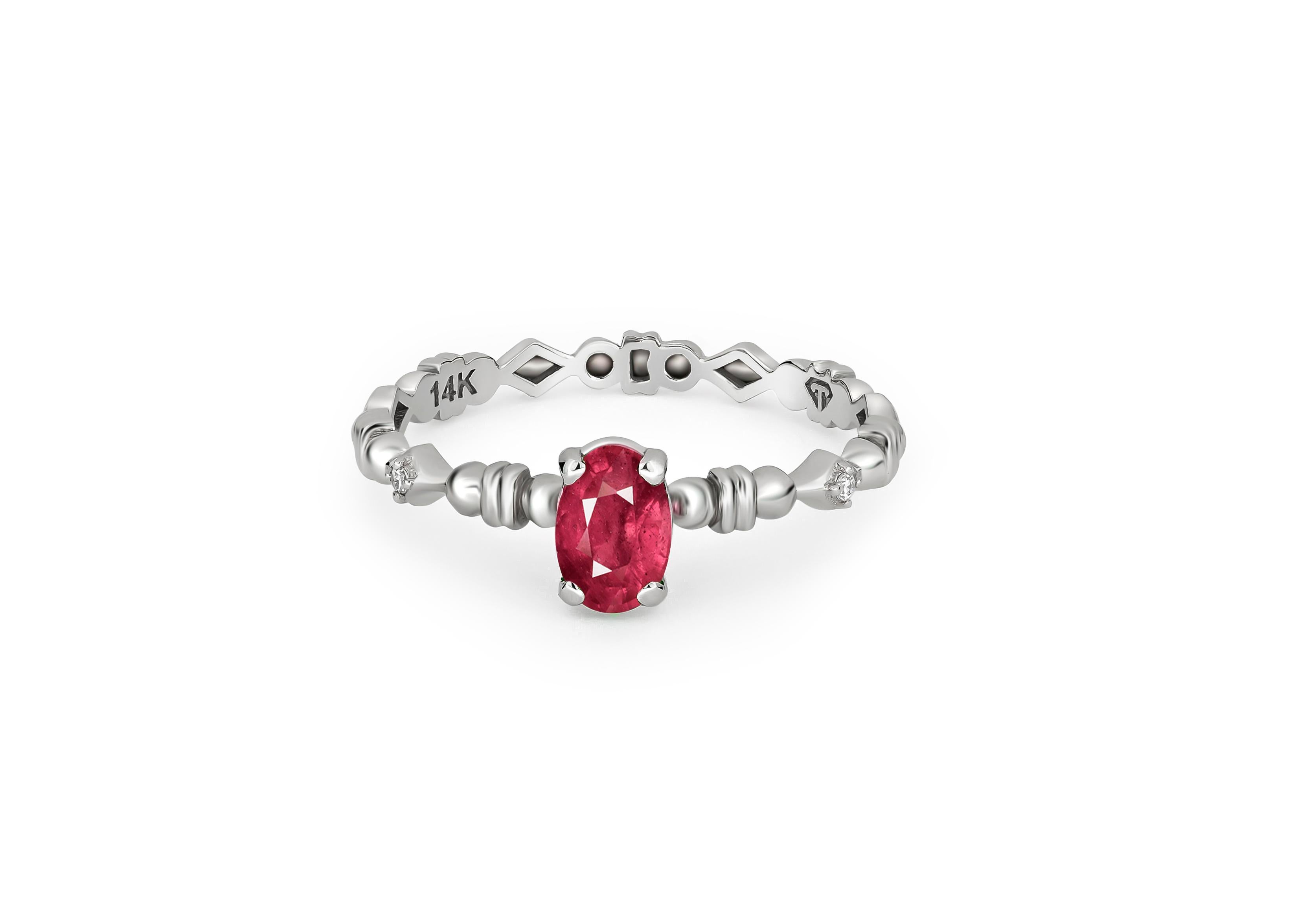 For Sale:  Ruby Engagement Ring, Oval Ruby Ring, 14k Gold Ring with Ruby 3