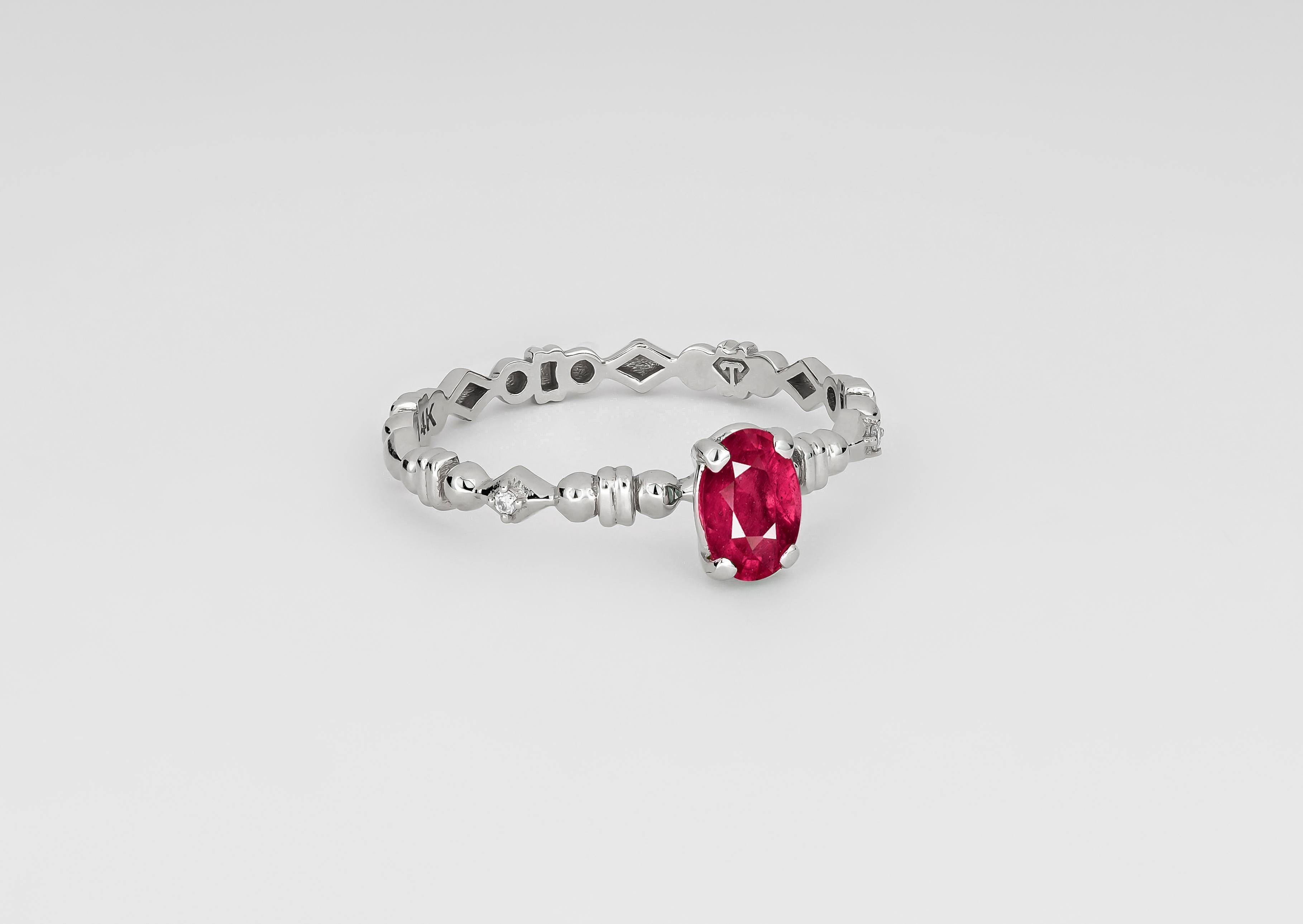 For Sale:  Ruby Engagement Ring, Oval Ruby Ring, 14k Gold Ring with Ruby 4