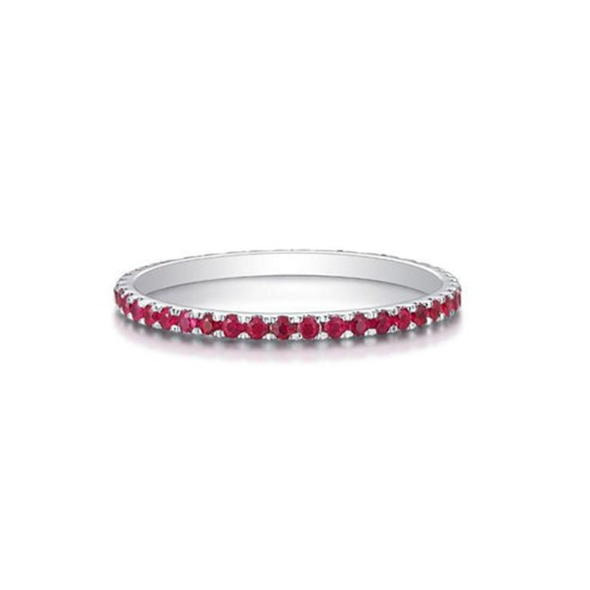 En vente :  Bague d'éternité en or blanc 14K (ou 18k sur demande) au rubis 4