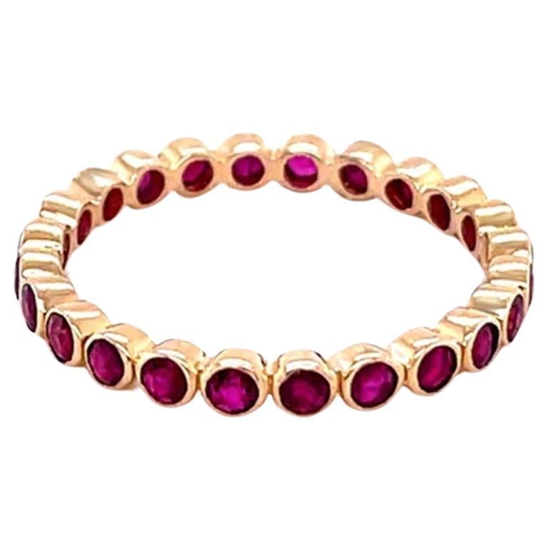 Ruby Eternity Band Ring 1.25 Carats 14K Yellow Gold For Sale