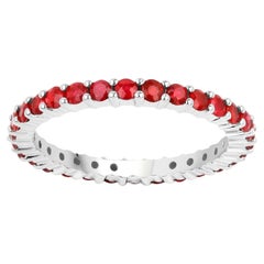 Ruby Eternity Band Ring 1.38 Carats 14K White Gold