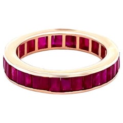 Ruby Eternity Band Ring 3.90 Carats 14K Yellow Gold