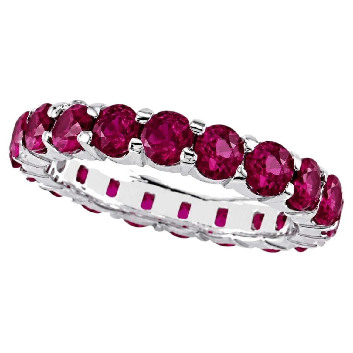 Ruby Eternity Ring 18K White Gold. Natural Ruby