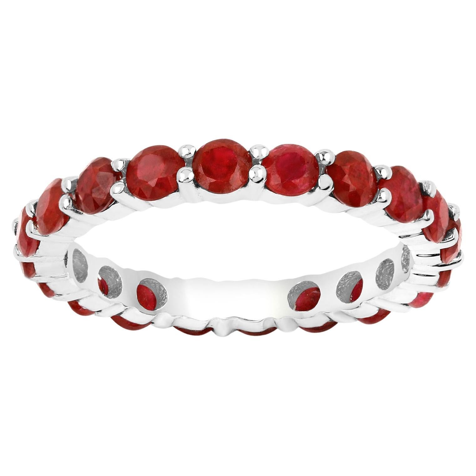 Ruby Eternity Ring 2.60 Carats 14K White Gold
