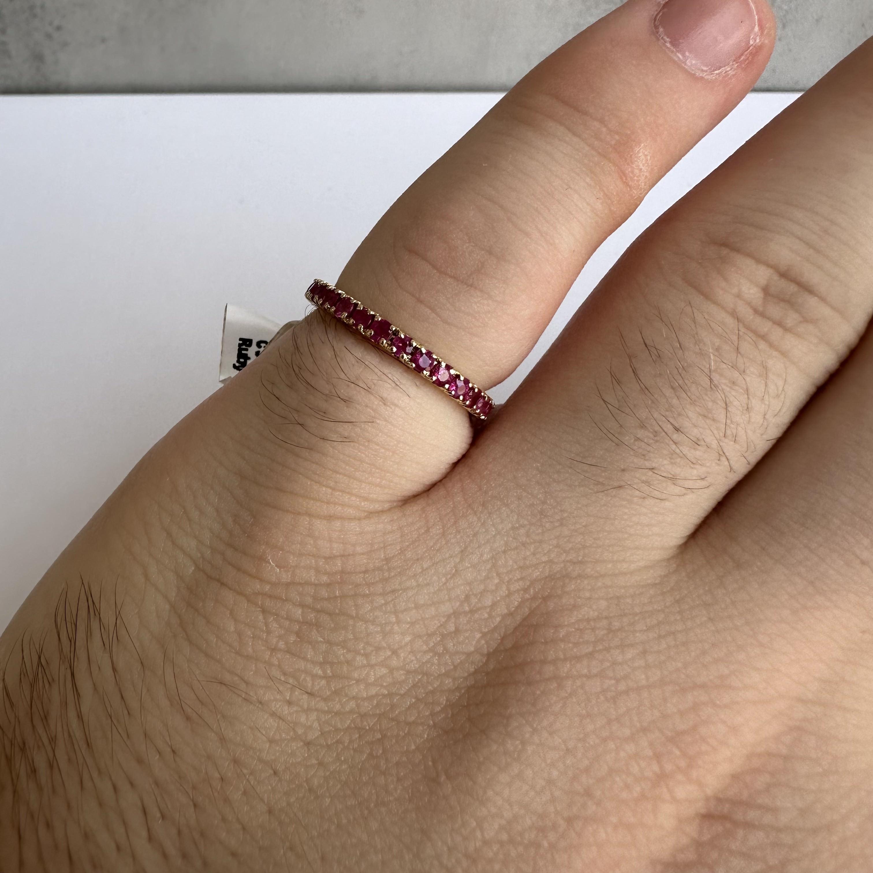 De las mujeres Anillo Eterno de Rubí en Oro Amarillo de 14kt - 0.98ctw, Talla 6.5, Estado Nuevo