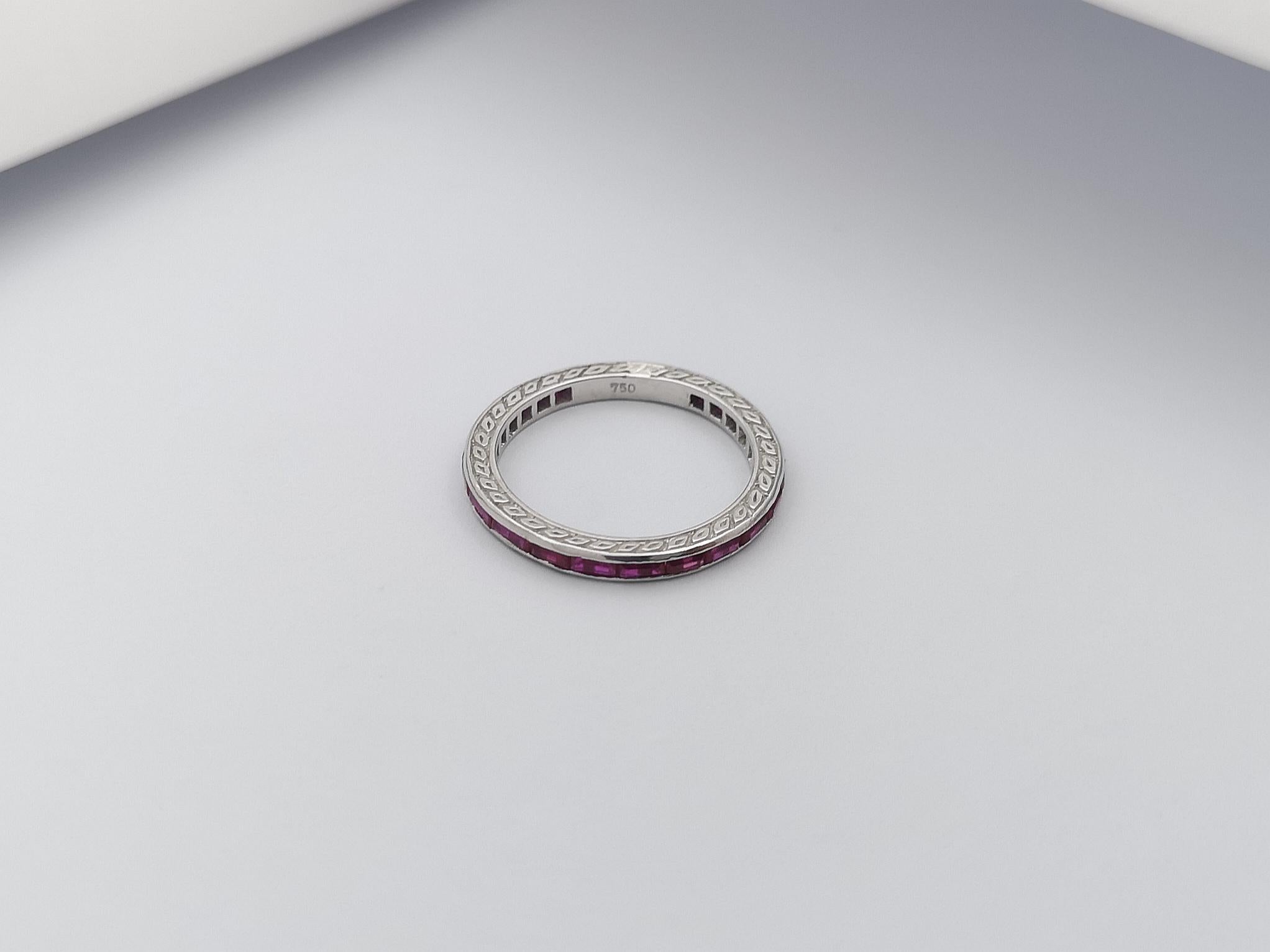 Ruby Eternity Ring Set in 18 Karat White Gold Settings For Sale 3