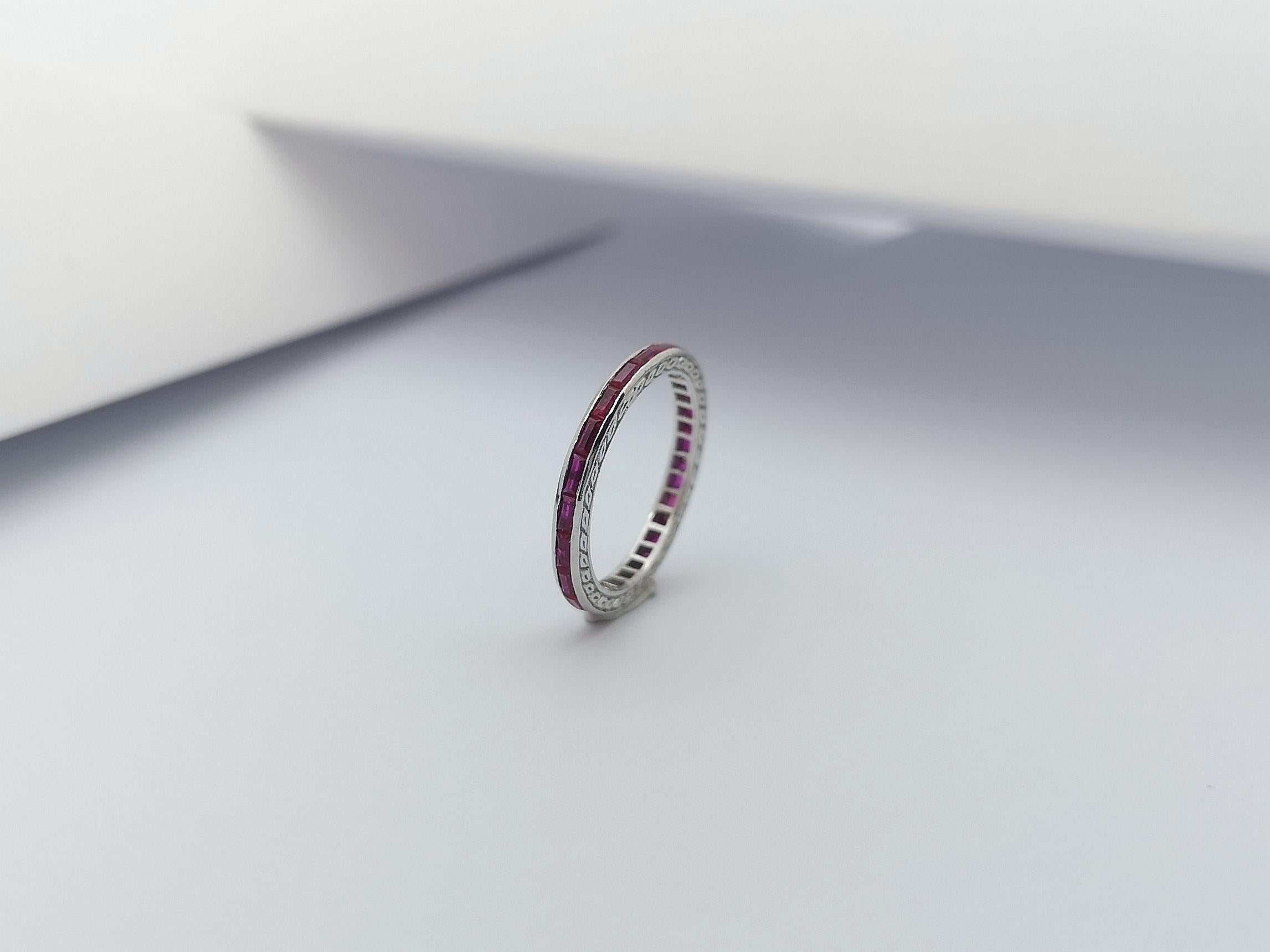Ruby Eternity Ring Set in 18 Karat White Gold Settings For Sale 4