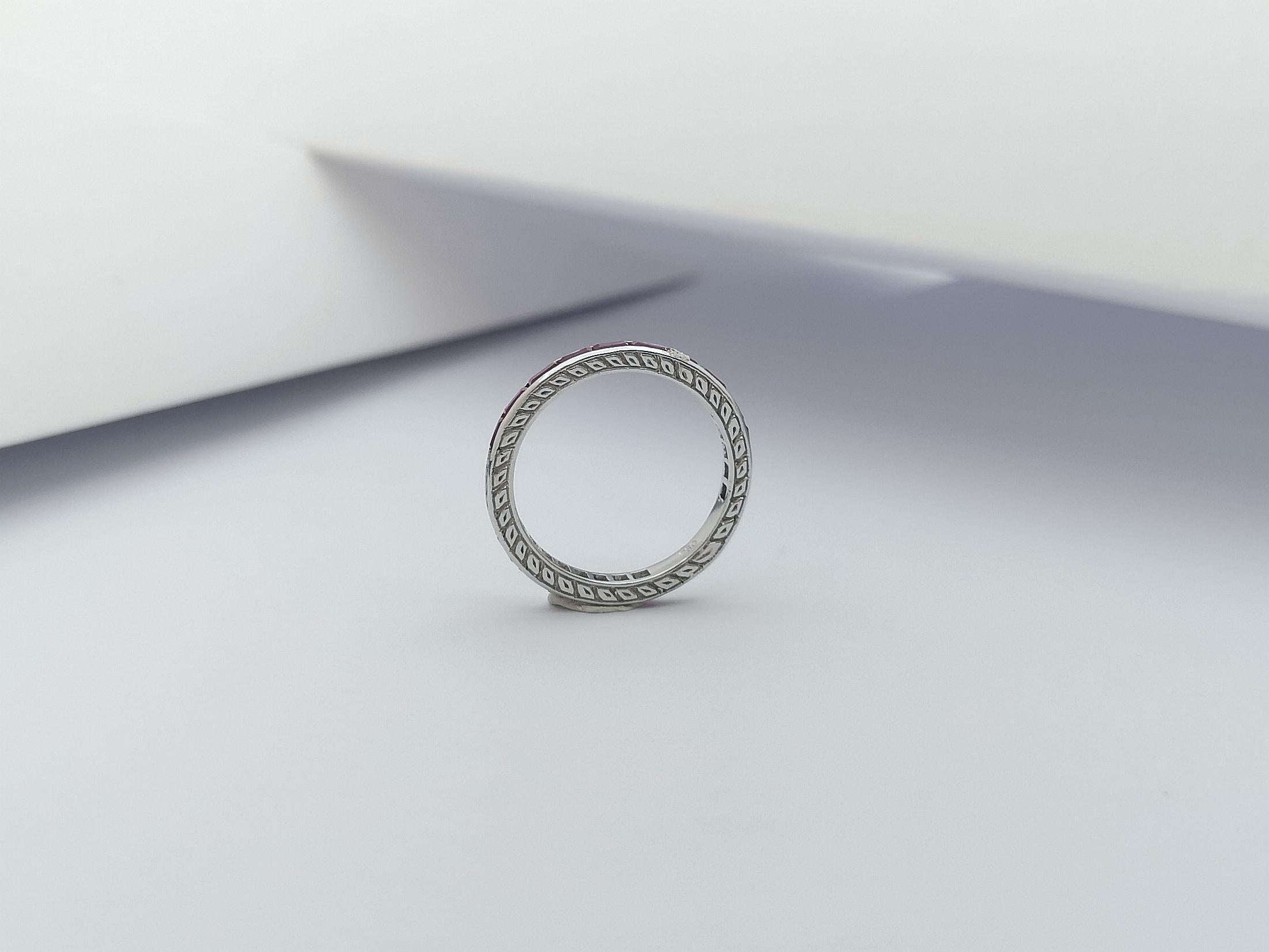Ruby Eternity Ring Set in 18 Karat White Gold Settings For Sale 6