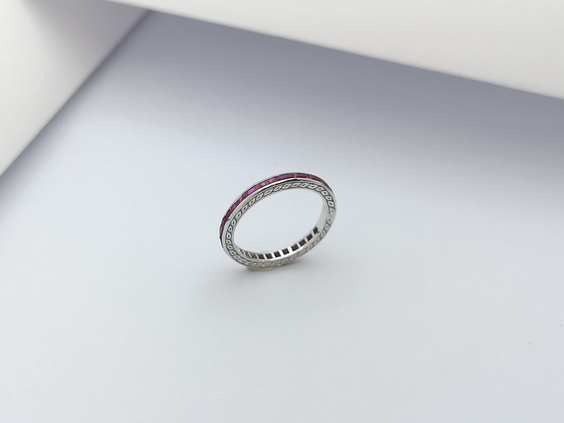 Ruby Eternity Ring Set in 18 Karat White Gold Settings For Sale 7