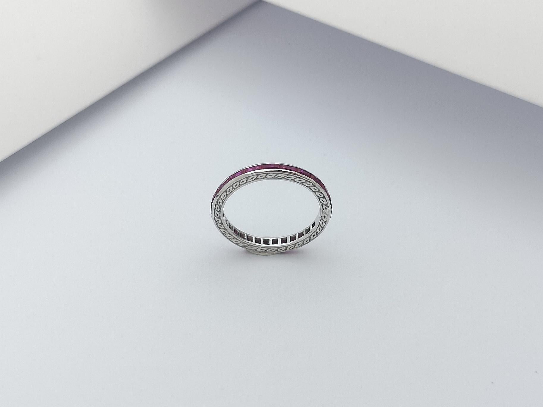 Ruby Eternity Ring Set in 18 Karat White Gold Settings For Sale 8