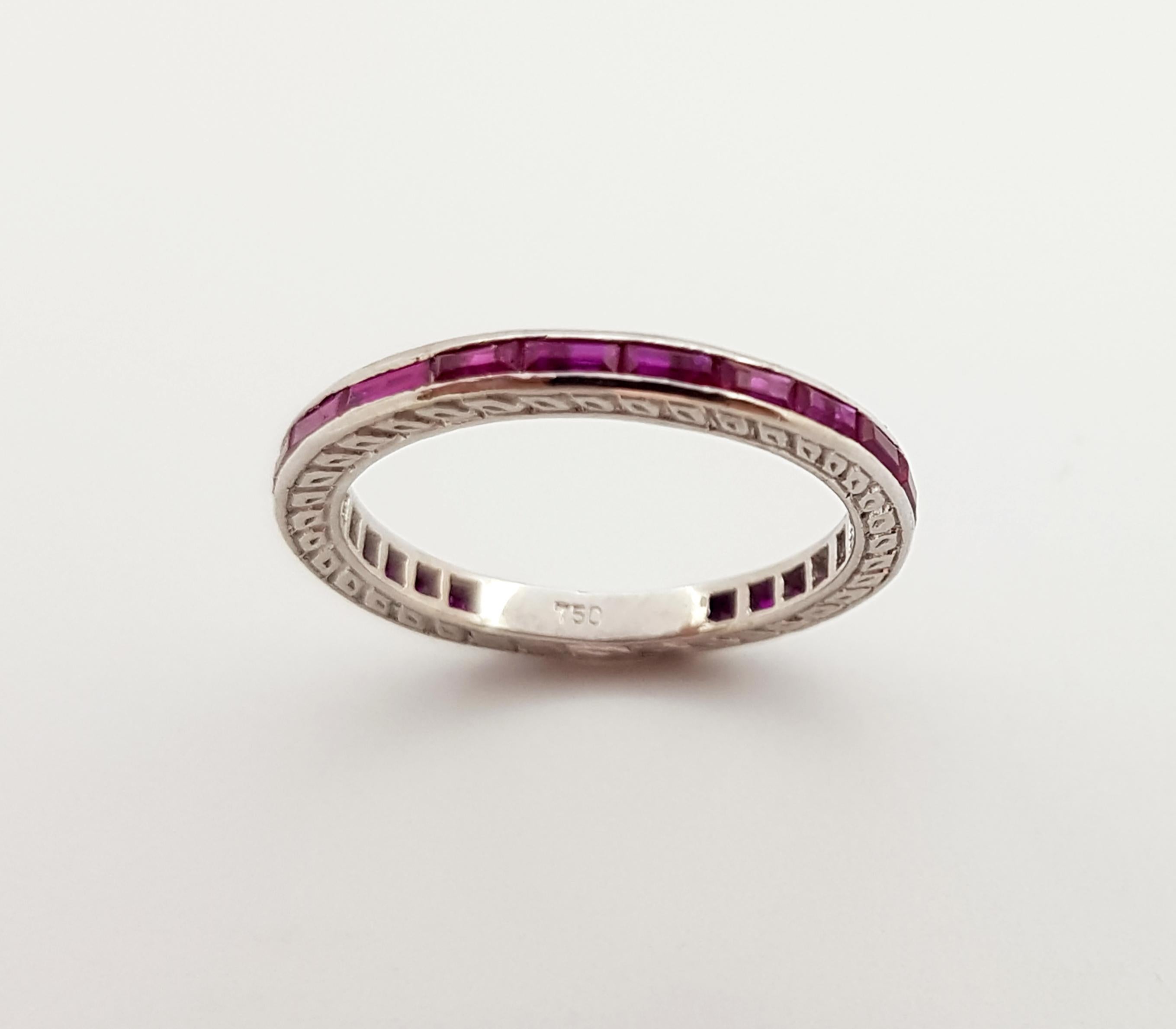 Ruby Eternity Ring Set in 18 Karat White Gold Settings For Sale 1