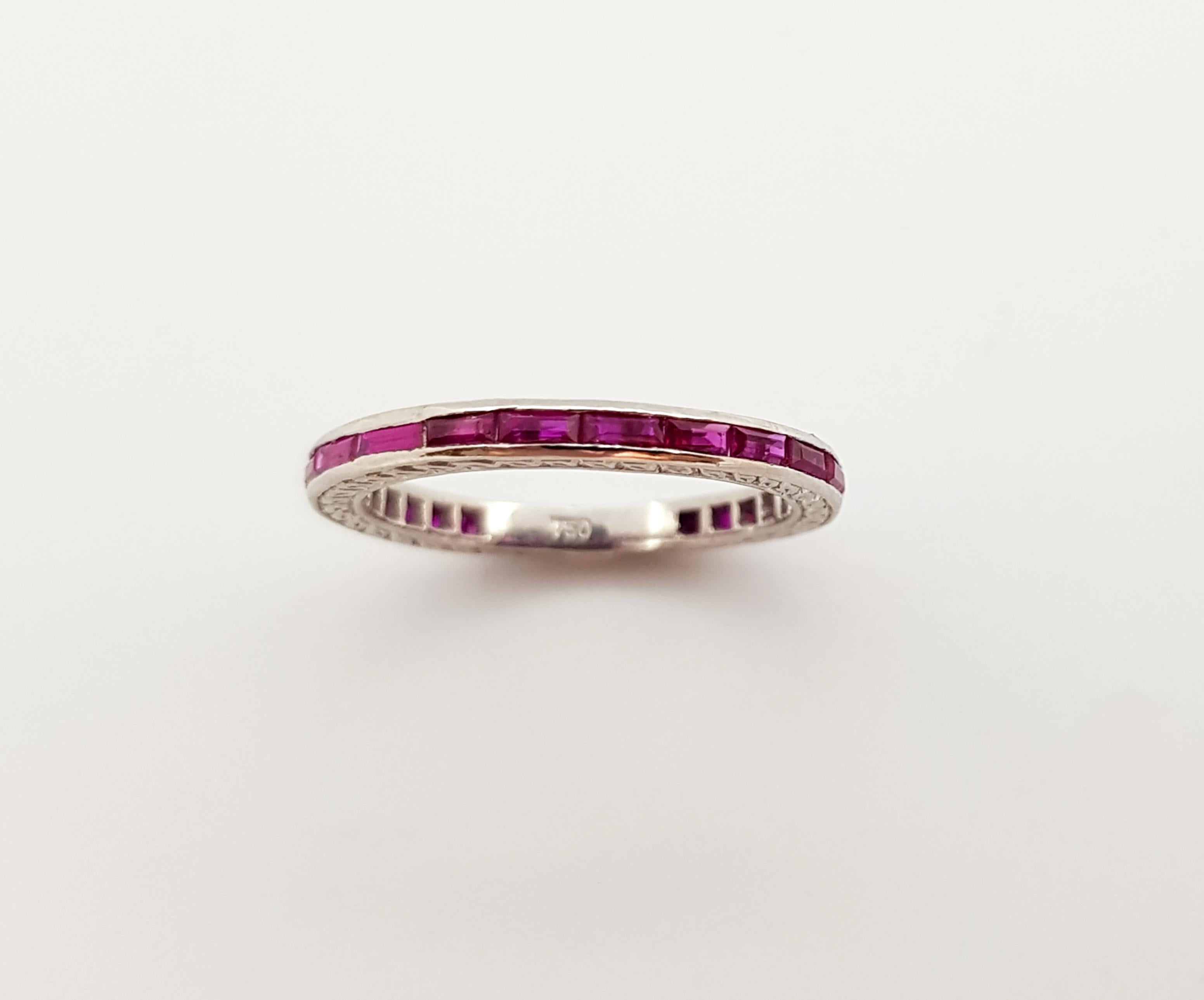Ruby Eternity Ring Set in 18 Karat White Gold Settings For Sale 2