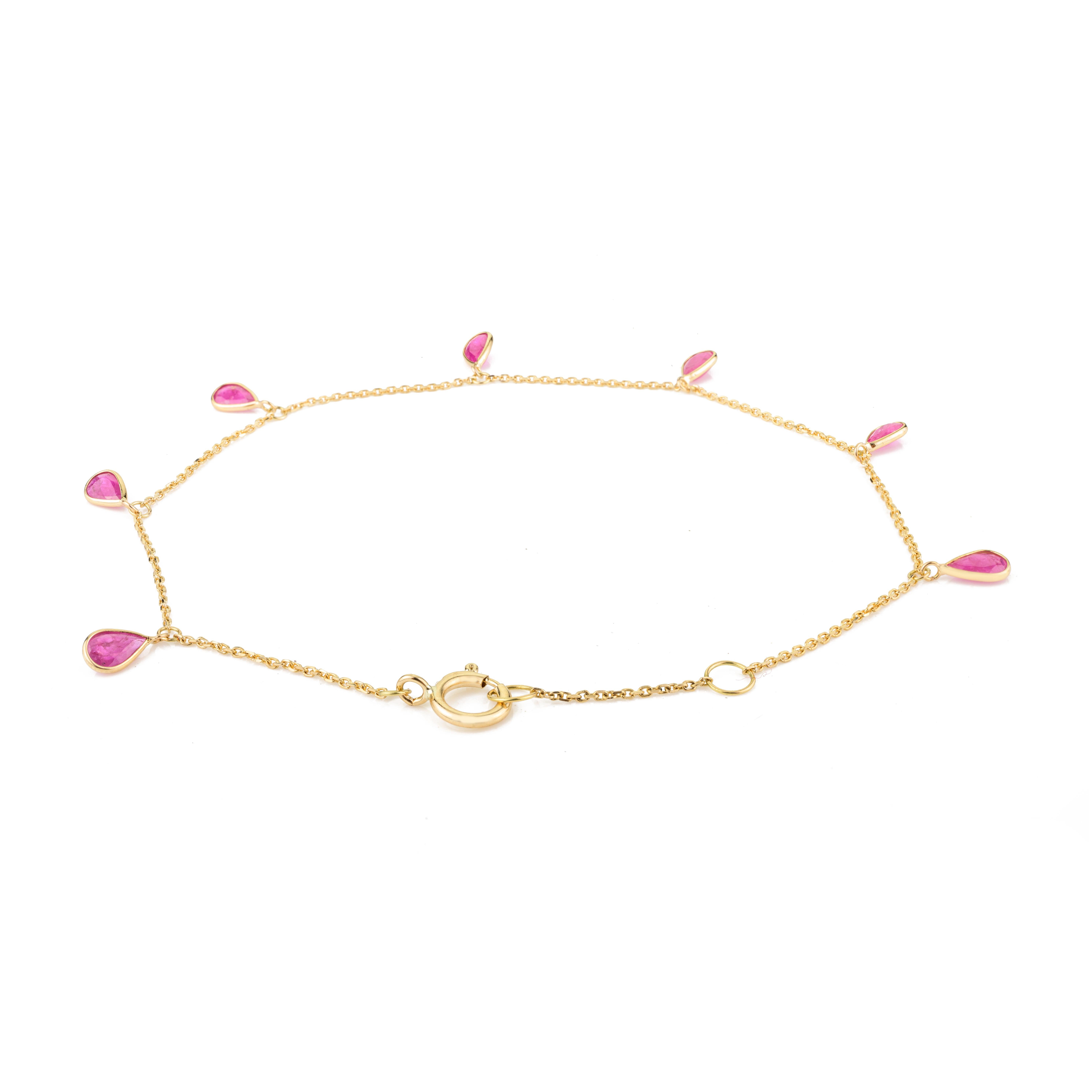 Everyday Kettenarmband mit Rubin für ihr handgefertigtes Armband aus 18 Karat Gelbgold im Zustand „Neu“ im Angebot in New York, NY