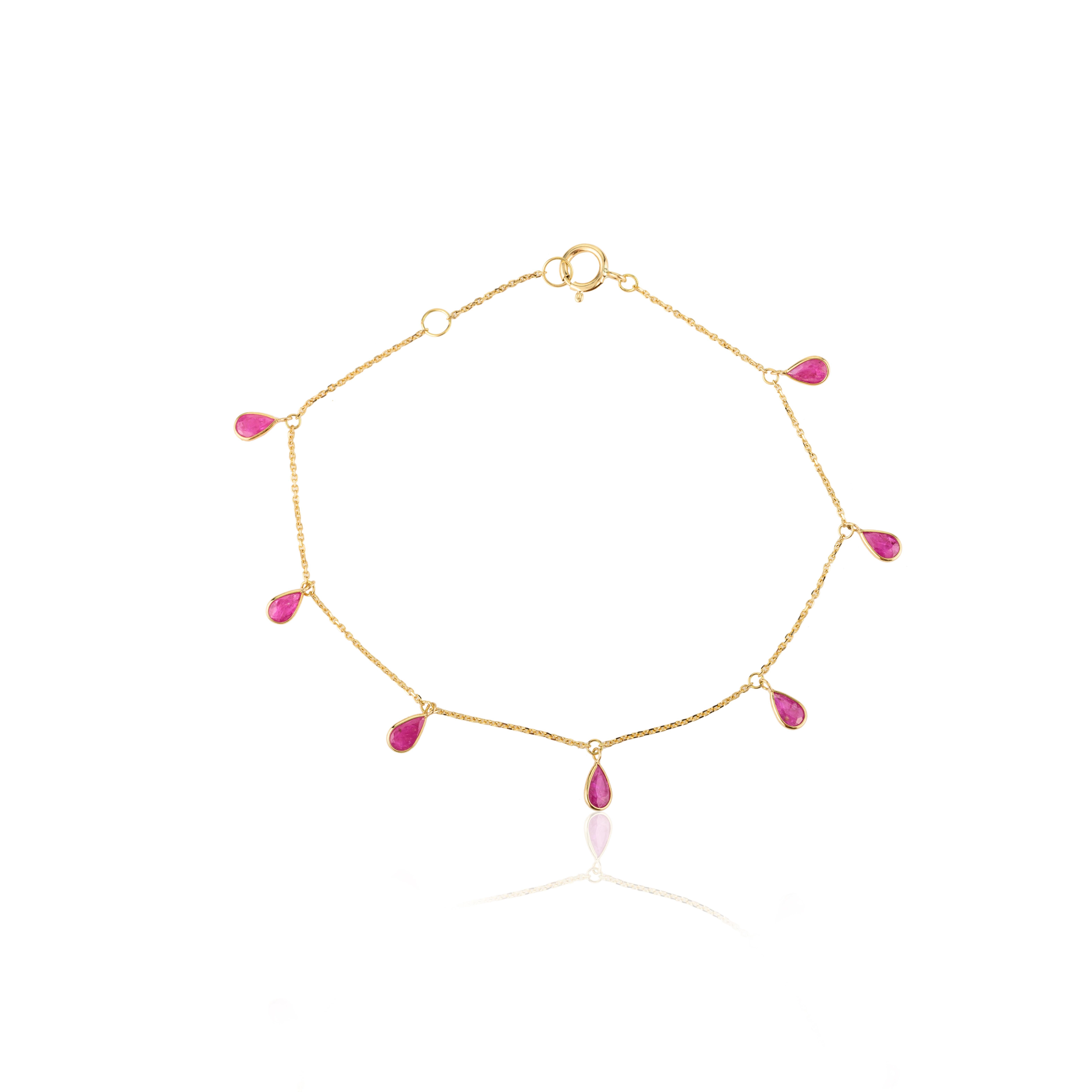 Everyday Kettenarmband mit Rubin für ihr handgefertigtes Armband aus 18 Karat Gelbgold Damen im Angebot