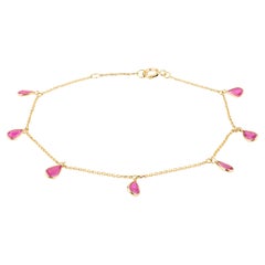 Ruby Everyday Chain Bracelet for Her Handcrafted in 18k Yellow Gold