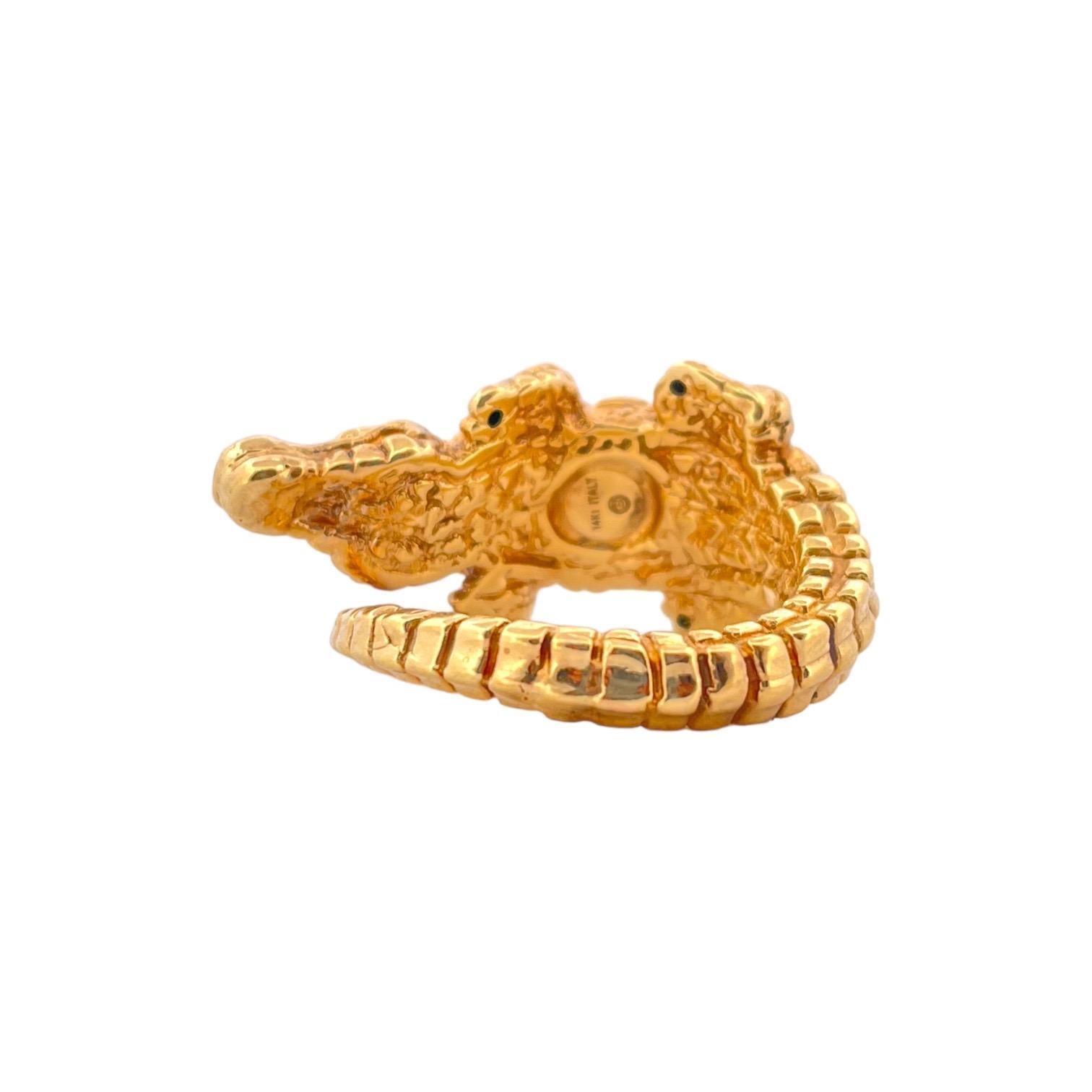 Ruby Eye Crocodile Ring -  14K Yellow Gold In Good Condition In New York, NY